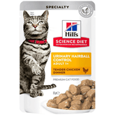 Hills Science Diet Urinary Hairball Control Chicken Adult Cat Wet Pouch 85gx12